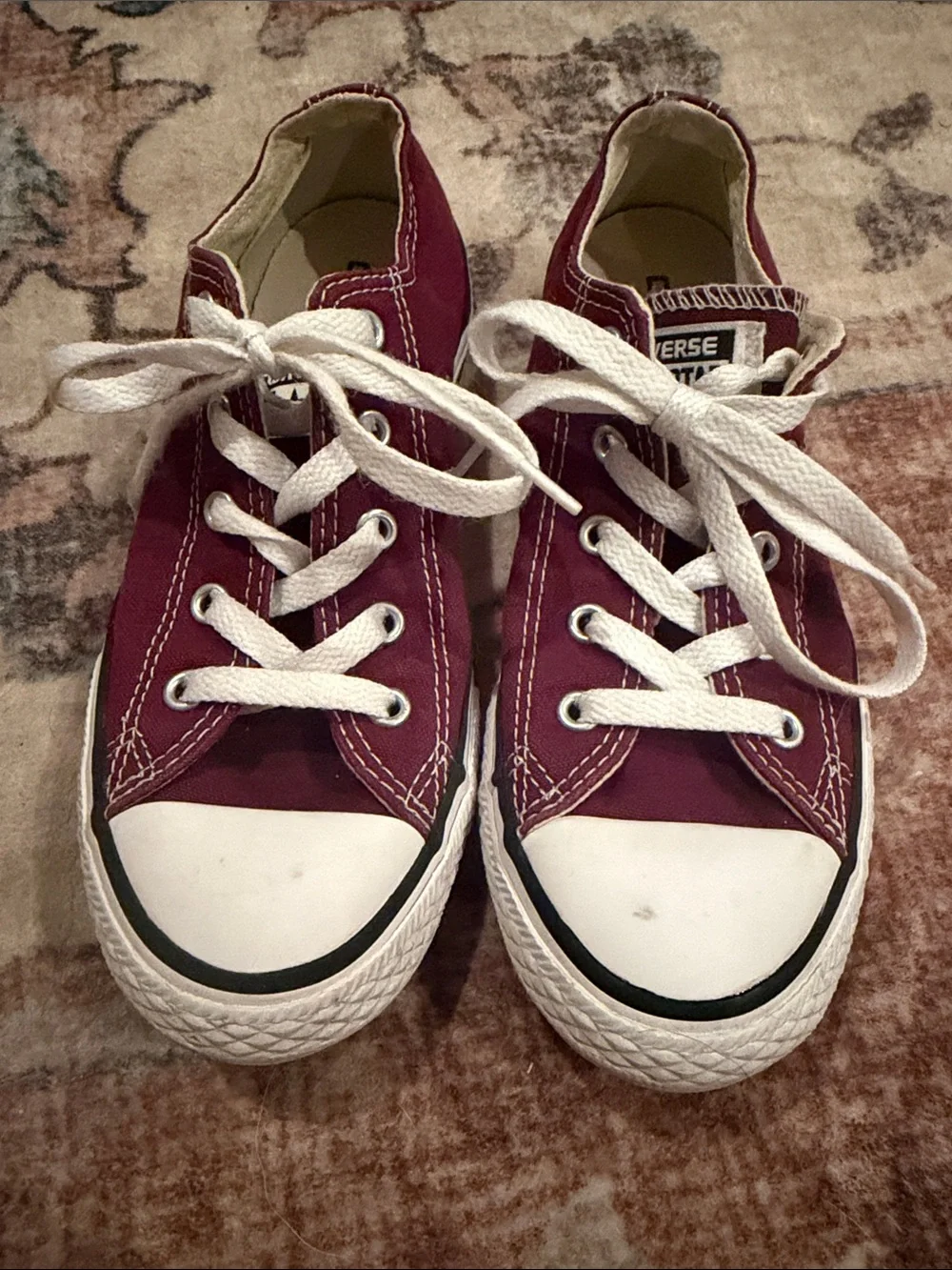 Converse Kids Low Top Sneakers - Maroon and White